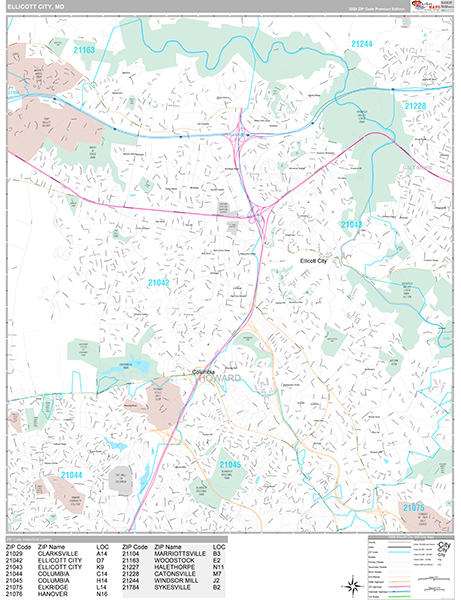 Ellicott City, MD Wall Map